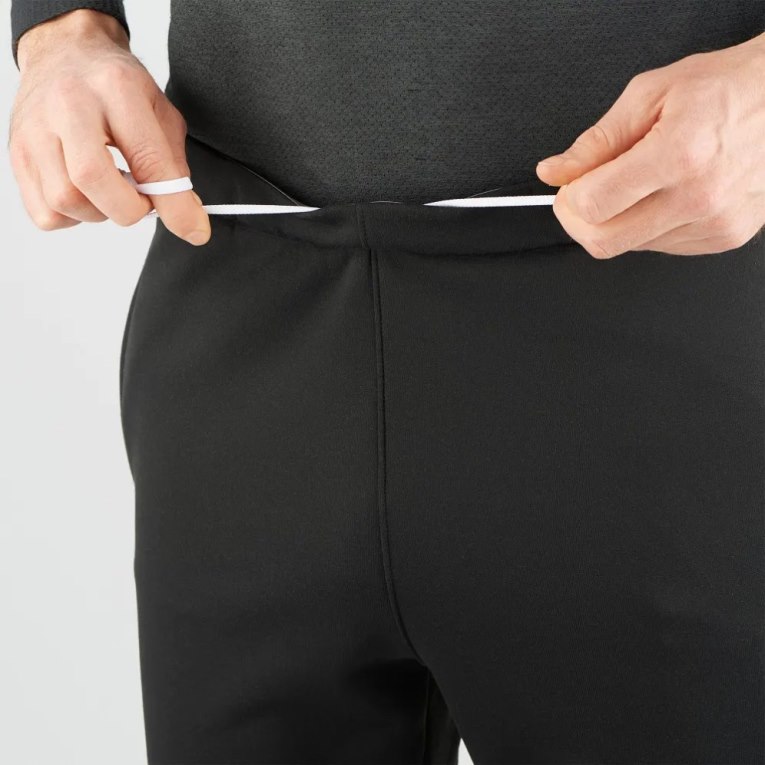 Black Salomon Essential Warm Fleece Men's Sport Pants | PH 12843K